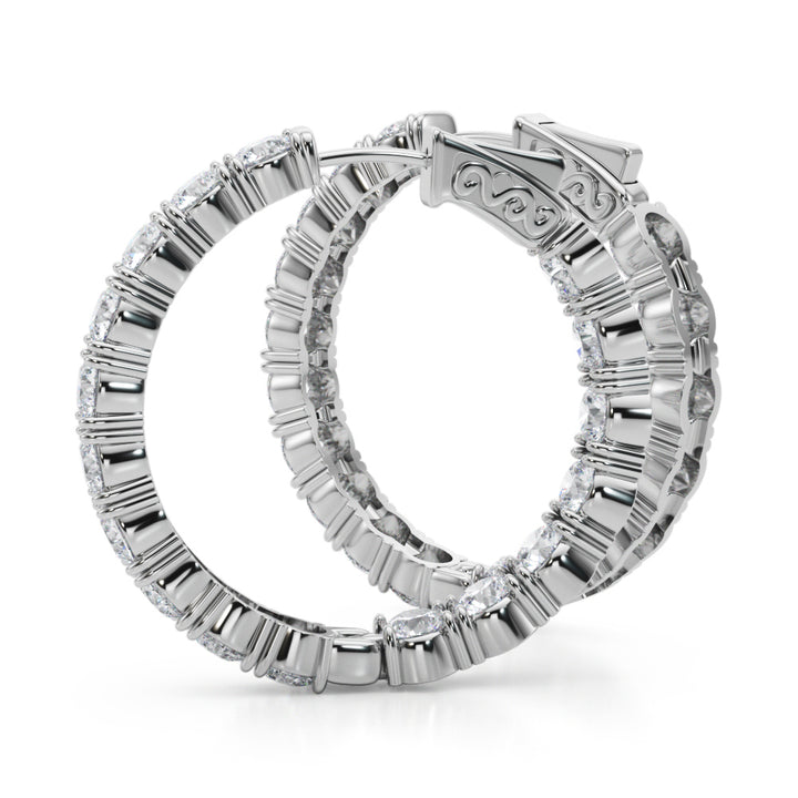 6 7/8 ct tw Lab Diamond Lab Grown Diamond 1.2 Inch 4 Prong Round Hoop