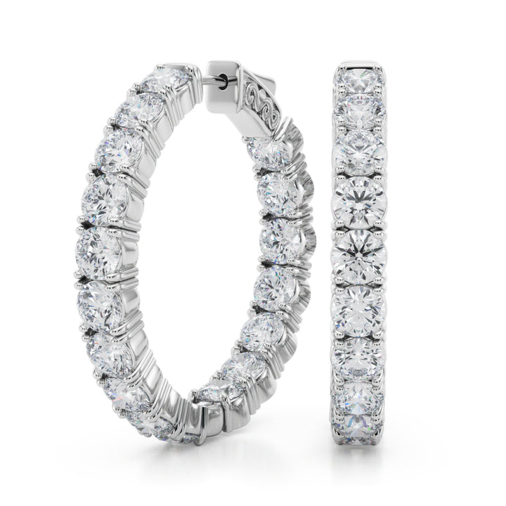 6 7/8 ct tw Lab Diamond Lab Grown Diamond 1.2 Inch 4 Prong Round Hoop