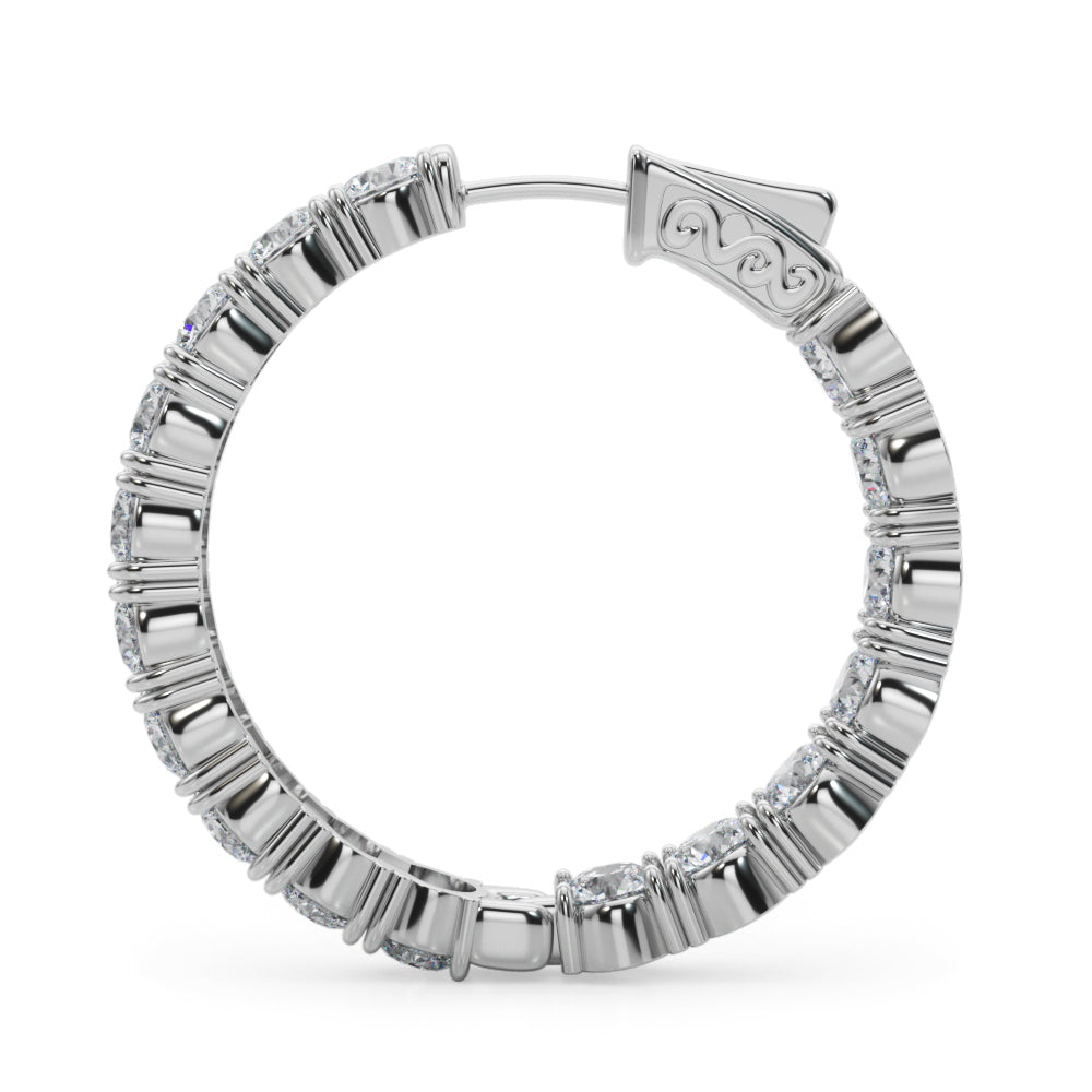 6 7/8 ct tw Lab Diamond Lab Grown Diamond 1.2 Inch 4 Prong Round Hoop