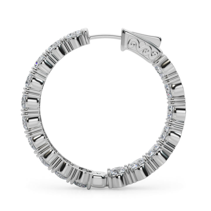6 7/8 ct tw Lab Diamond Lab Grown Diamond 1.2 Inch 4 Prong Round Hoop