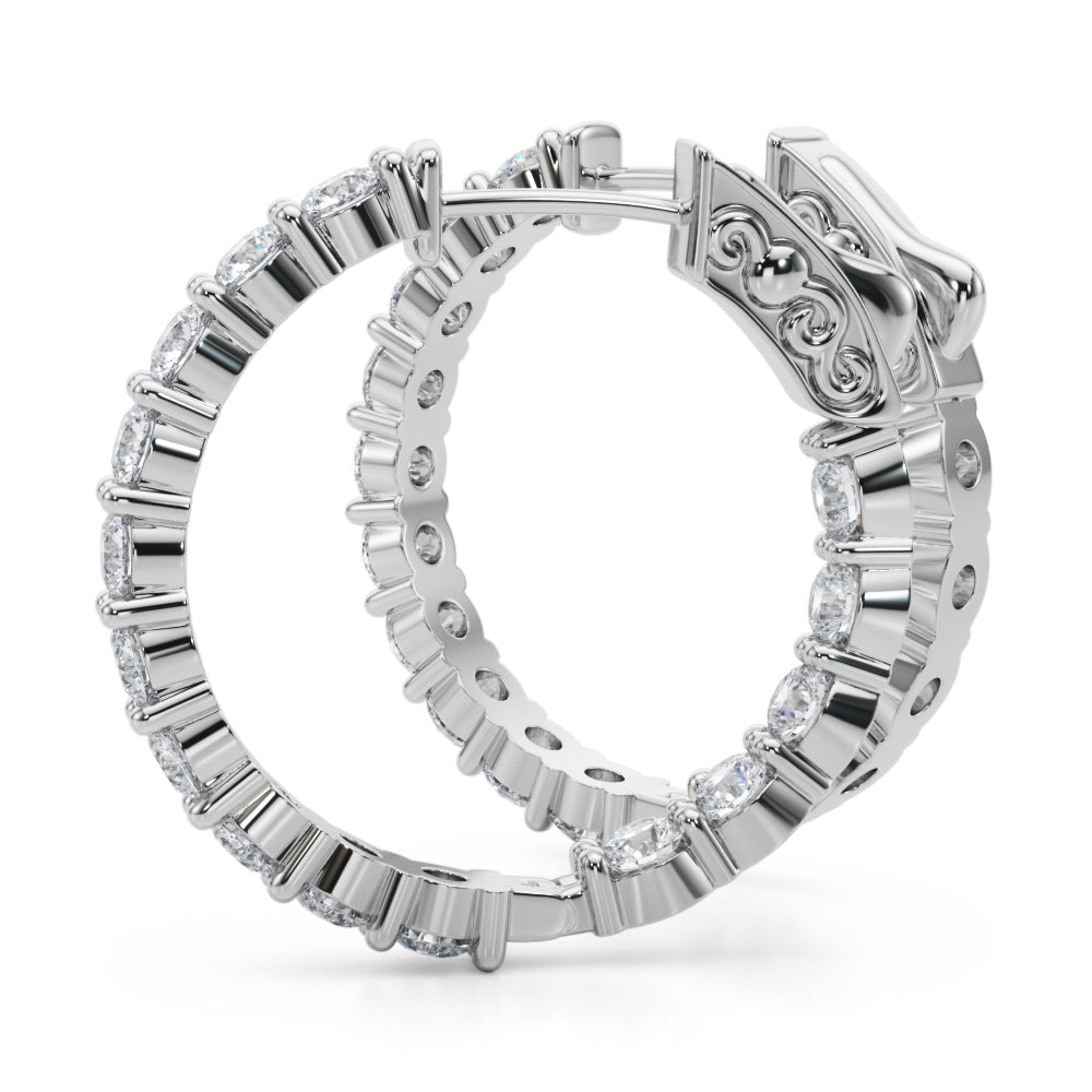 2 3/4 ct tw Lab Diamond Lab Grown Diamond 1 Inch 2 Prong Round Hoop