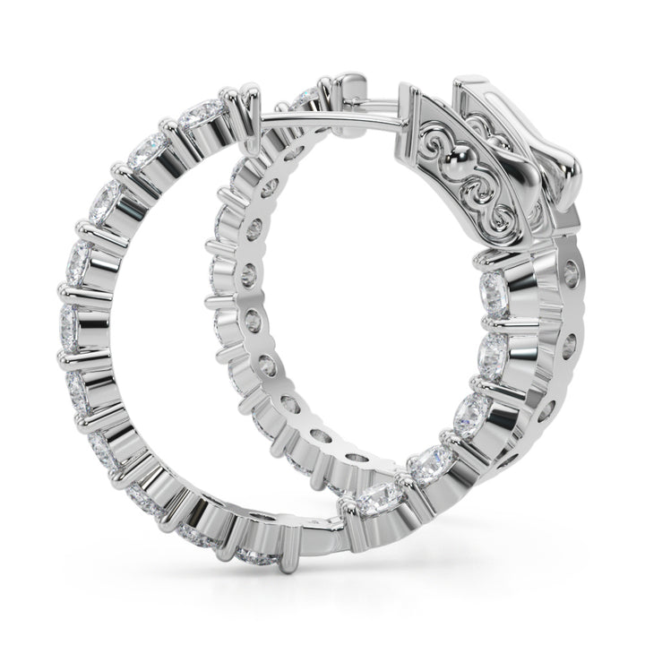 2 3/4 ct tw Lab Diamond Lab Grown Diamond 1 Inch 2 Prong Round Hoop