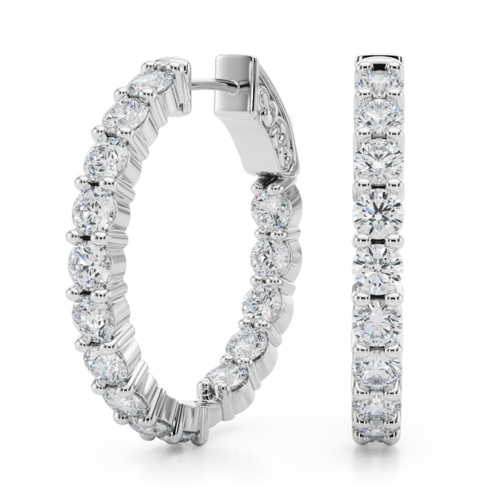 2 3/4 ct tw Lab Diamond Lab Grown Diamond 1 Inch 2 Prong Round Hoop