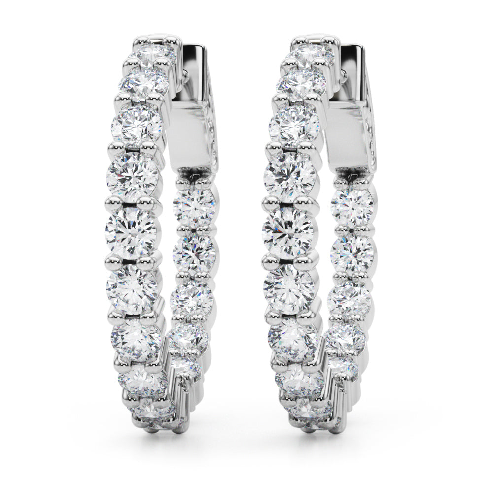 2 3/4 ct tw Lab Diamond Lab Grown Diamond 1 Inch 2 Prong Round Hoop