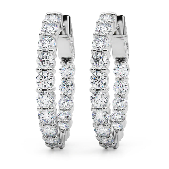 2 3/4 ct tw Lab Diamond Lab Grown Diamond 1 Inch 2 Prong Round Hoop
