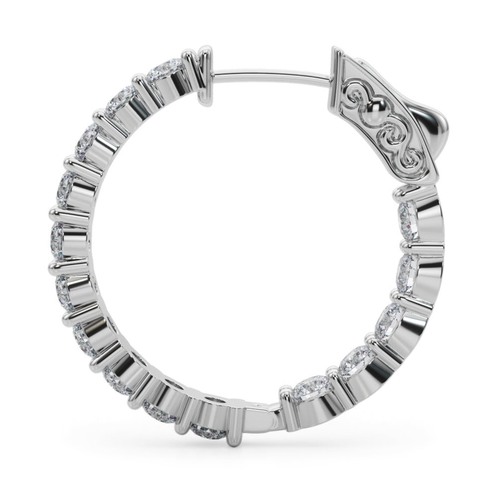 2 3/4 ct tw Lab Diamond Lab Grown Diamond 1 Inch 2 Prong Round Hoop