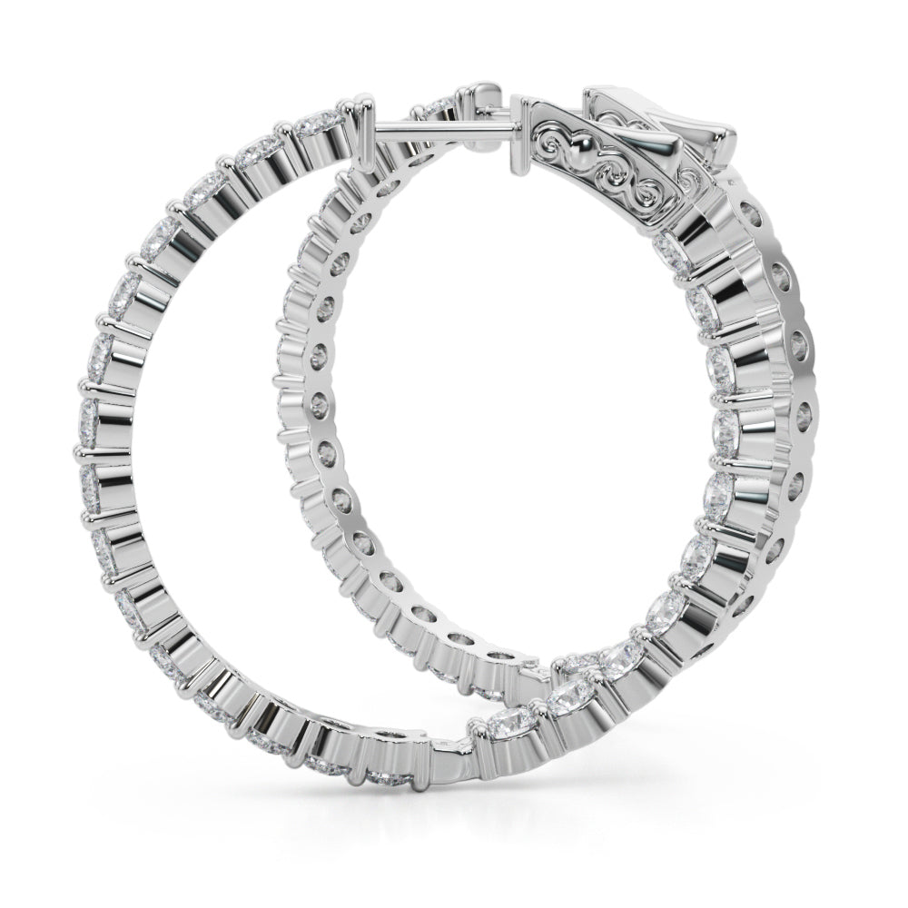 4 1/2 ct tw Lab Diamond Lab Grown Diamond 1.4 Inch 2 Prong Round Hoop