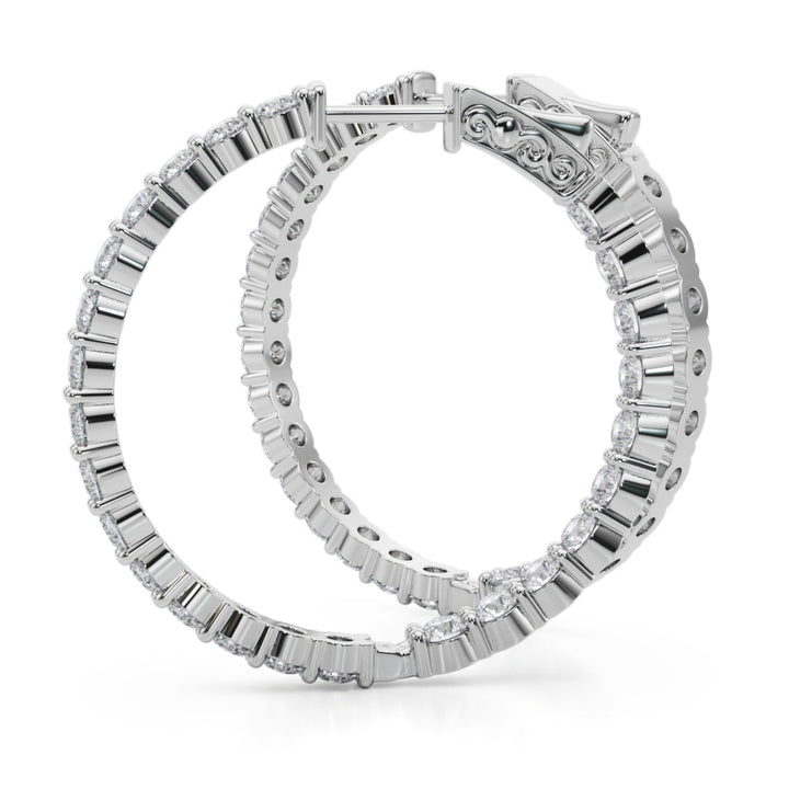 4 1/2 ct tw Lab Diamond Lab Grown Diamond 1.4 Inch 2 Prong Round Hoop