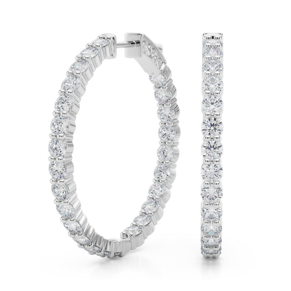 4 1/2 ct tw Lab Diamond Lab Grown Diamond 1.4 Inch 2 Prong Round Hoop
