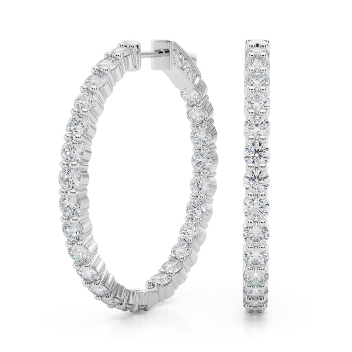 4 1/2 ct tw Lab Diamond Lab Grown Diamond 1.4 Inch 2 Prong Round Hoop