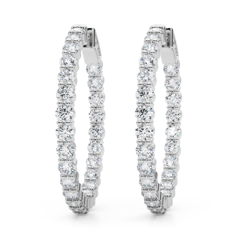 4 1/2 ct tw Lab Diamond Lab Grown Diamond 1.4 Inch 2 Prong Round Hoop
