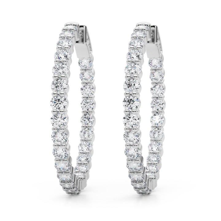 4 1/2 ct tw Lab Diamond Lab Grown Diamond 1.4 Inch 2 Prong Round Hoop