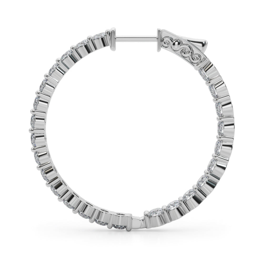 4 1/2 ct tw Lab Diamond Lab Grown Diamond 1.4 Inch 2 Prong Round Hoop