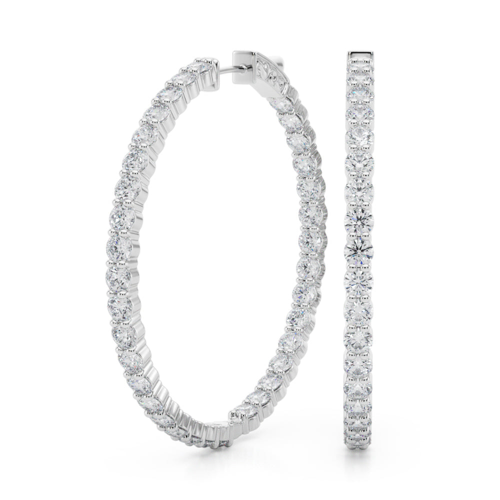 6 1/3 ct tw Lab Diamond Lab Grown Diamond 1.75 Inch 2 Prong Round Hoop
