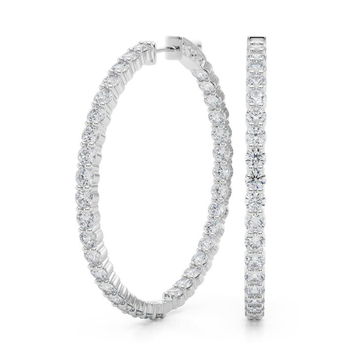 6 1/3 ct tw Lab Diamond Lab Grown Diamond 1.75 Inch 2 Prong Round Hoop