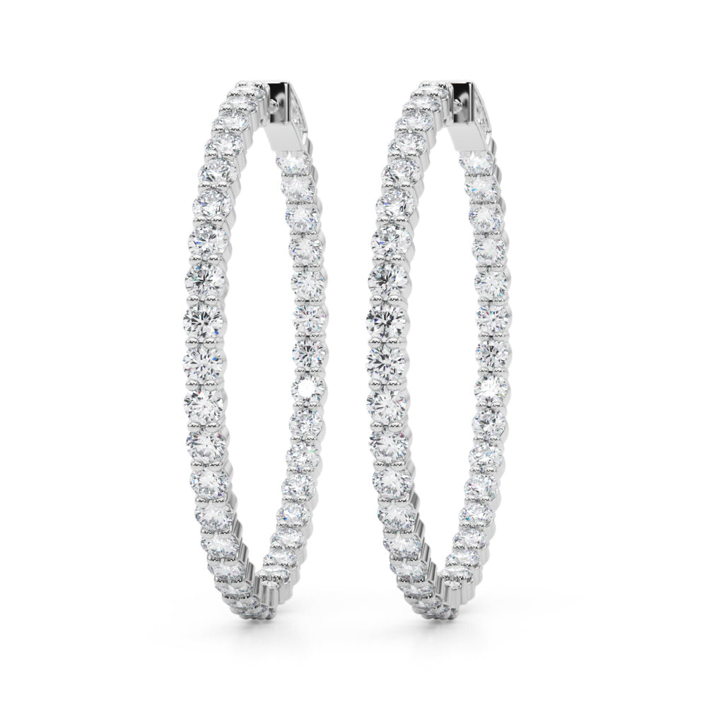 6 1/3 ct tw Lab Diamond Lab Grown Diamond 1.75 Inch 2 Prong Round Hoop