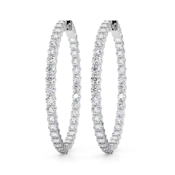6 1/3 ct tw Lab Diamond Lab Grown Diamond 1.75 Inch 2 Prong Round Hoop