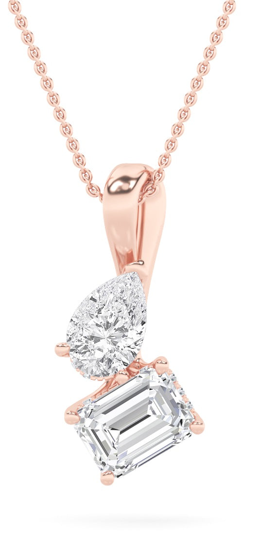 14K Rose Gold Pink Lab Diamond Pendant 3ctw