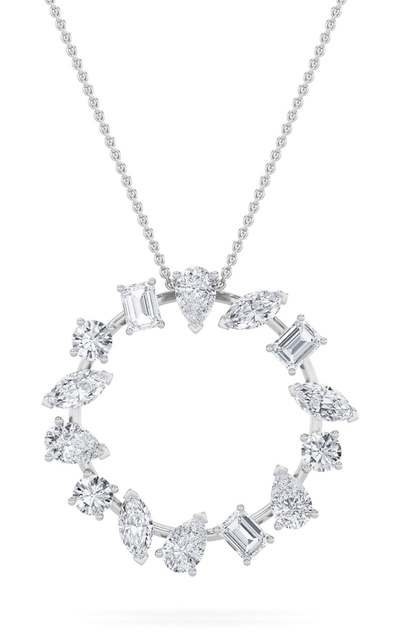 14K White Gold 3ctw F-VS+ Lab Diamond Pendant