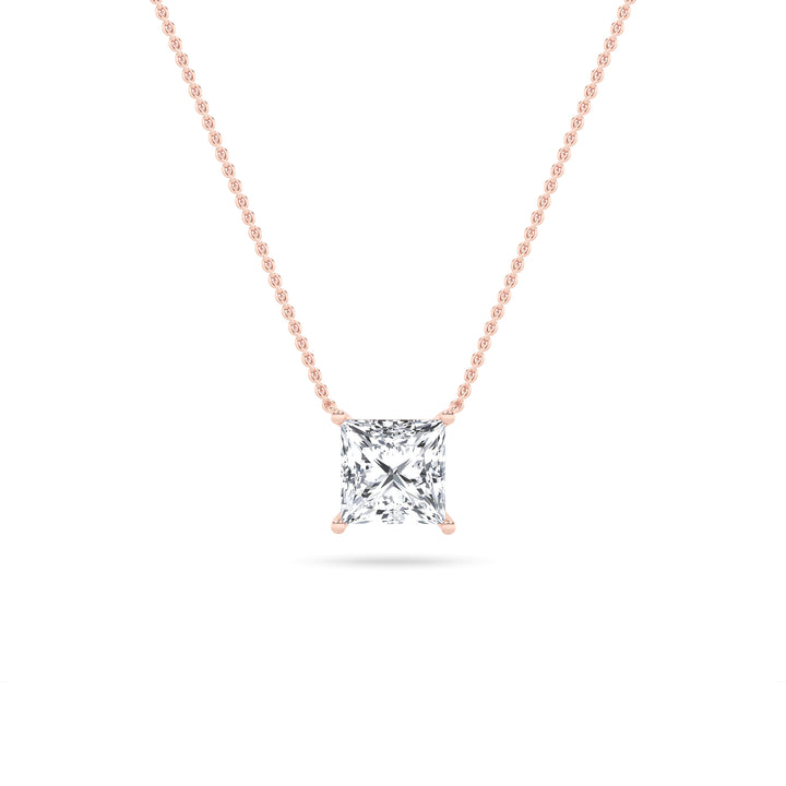 14K Rose Gold 1ctw Lab Diamond Minimalist Pendant