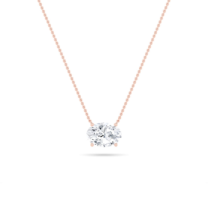 18K Rose Gold Lab Diamond Oval Pendant 3ctw