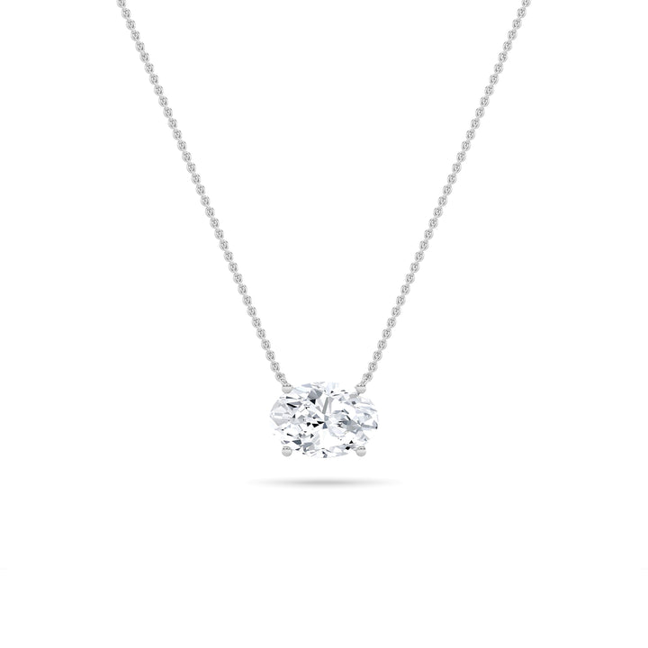 14K White Gold 3ctw Oval Lab Diamond Pendant