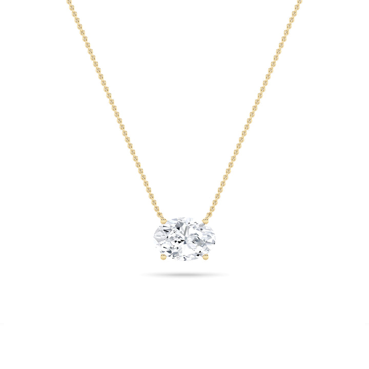 14K Yellow Gold Lab Diamond Oval Pendant 1ctw