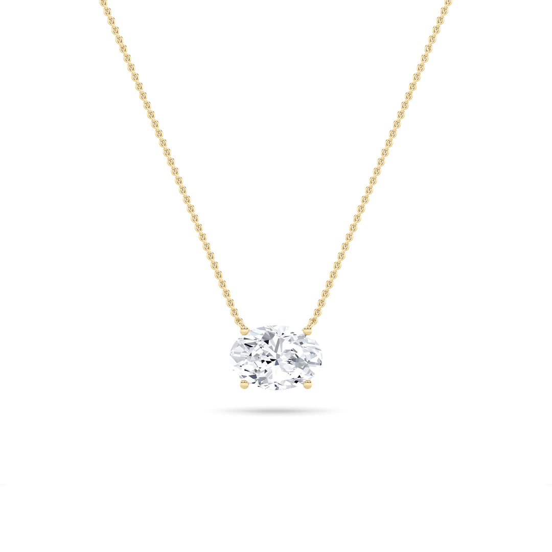 14K Yellow Gold Lab Diamond Oval Pendant 2ctw