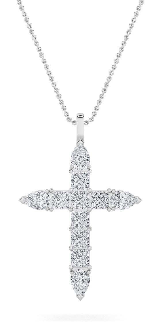 14K White Gold Lab Diamond Pear Pendant 3.7ctw