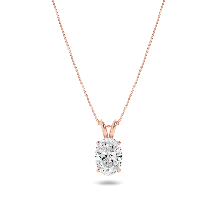 14K Rose Gold 3ctw Oval Lab Diamond Pendant