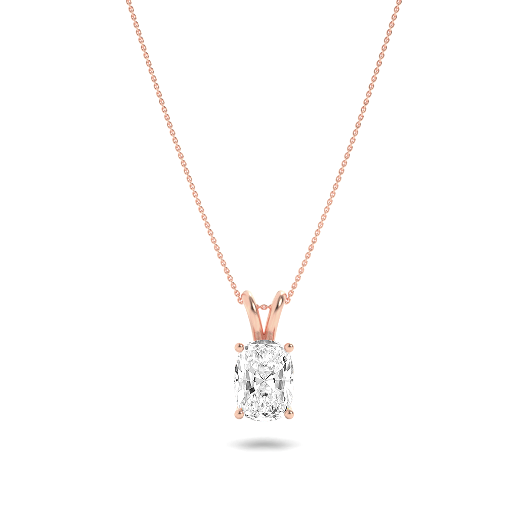 14K Rose Gold 1ctw Lab Diamond Minimalist Pendant