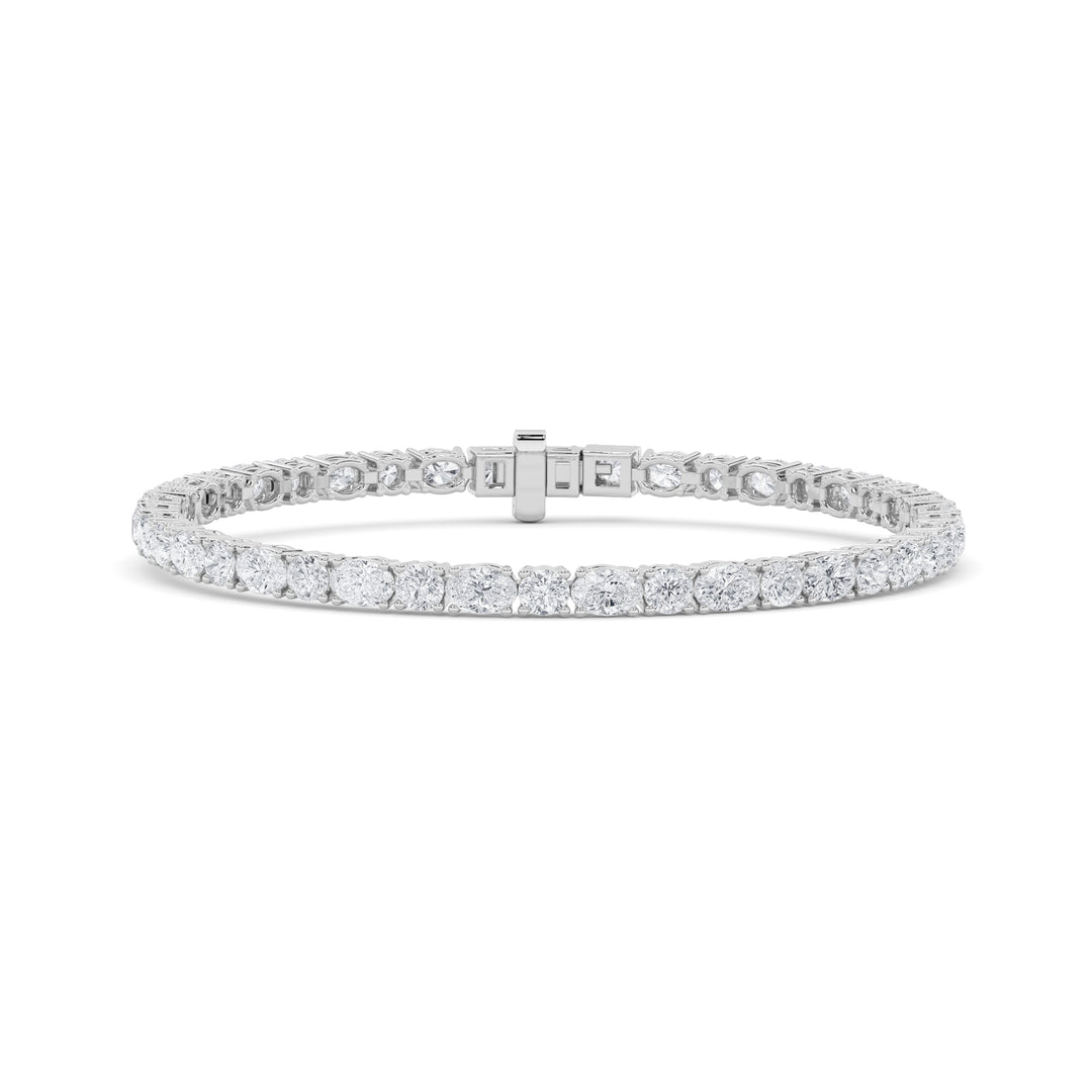 14K White Gold 7ctw Lab Diamond Oval Bracelet