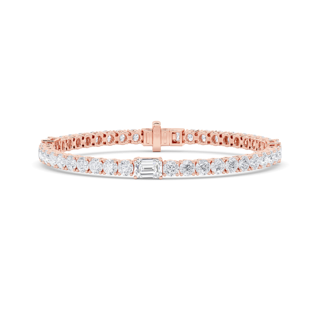 14K Rose Gold Lab Diamond Emerald Bracelet 10.05ctw