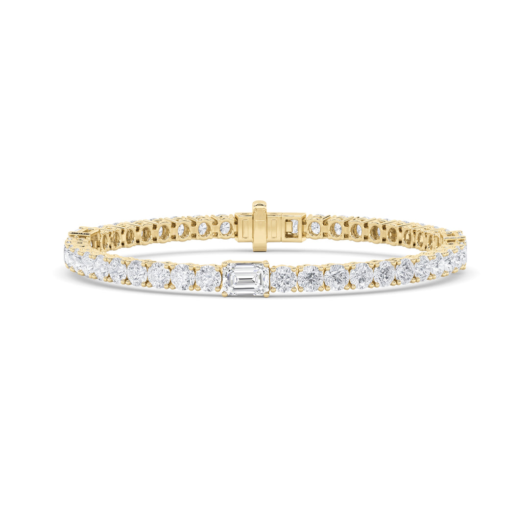 14K Yellow Gold 10.05ctw Lab Diamond Emerald Bracelet