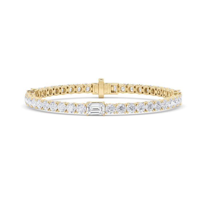 14K Yellow Gold 10.05ctw Lab Diamond Emerald Bracelet
