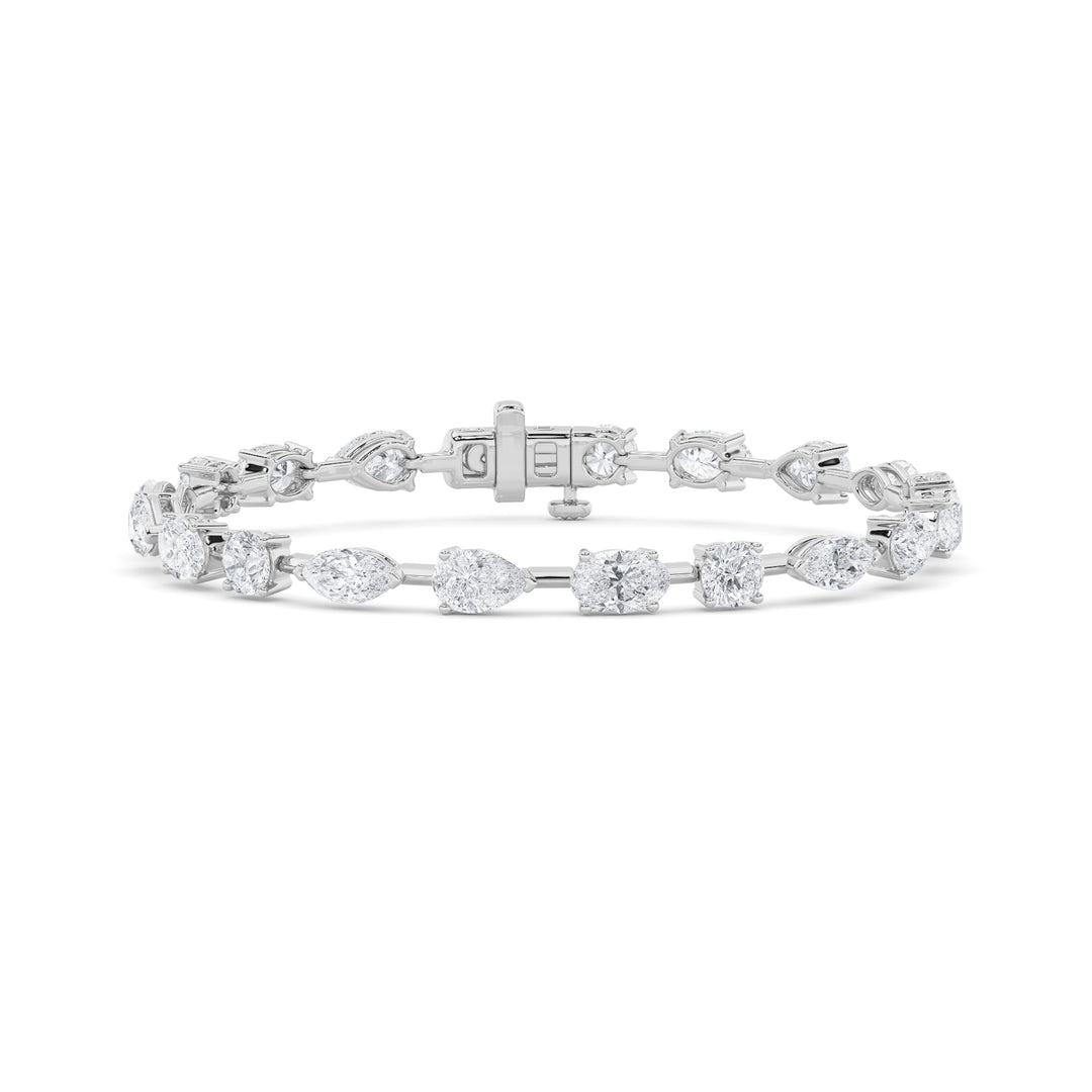 14K White Gold 10ctw Lab Diamond Marquise Round Bracelet