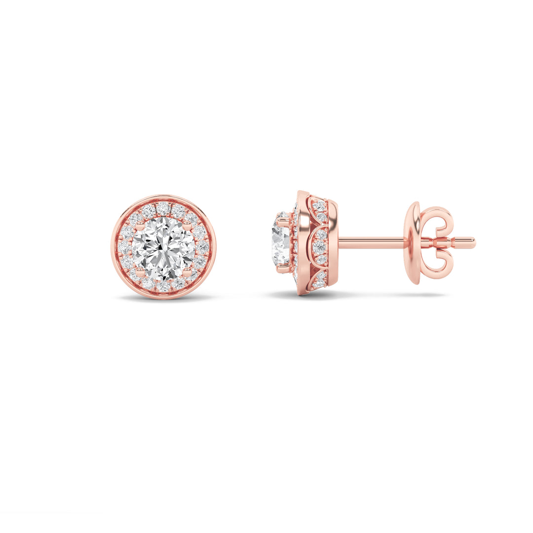 14K Rose Gold 2ctw Lab Diamond Stud Earrings