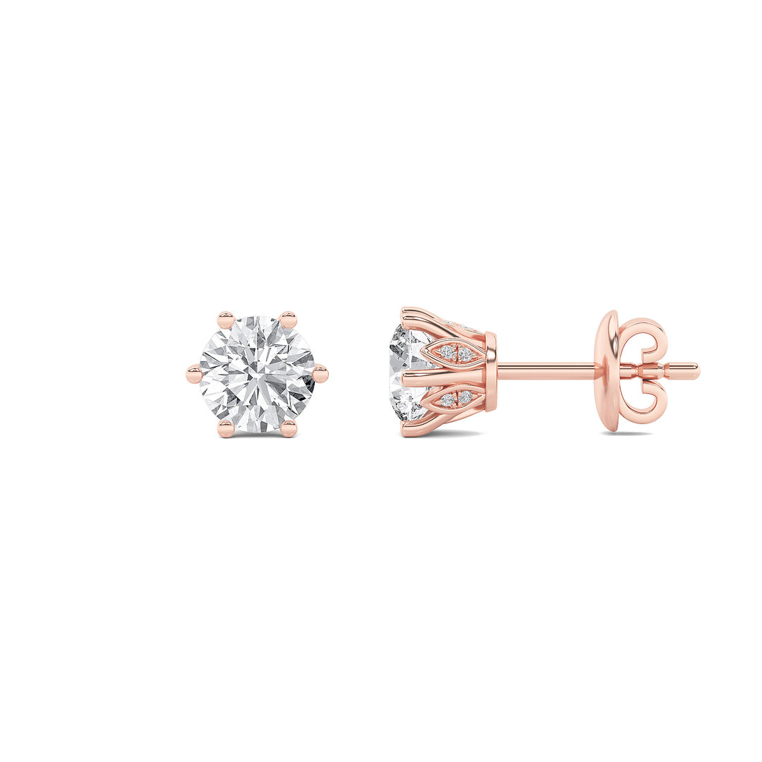 14K Rose Gold 2ctw Lab Diamond Stud Earrings