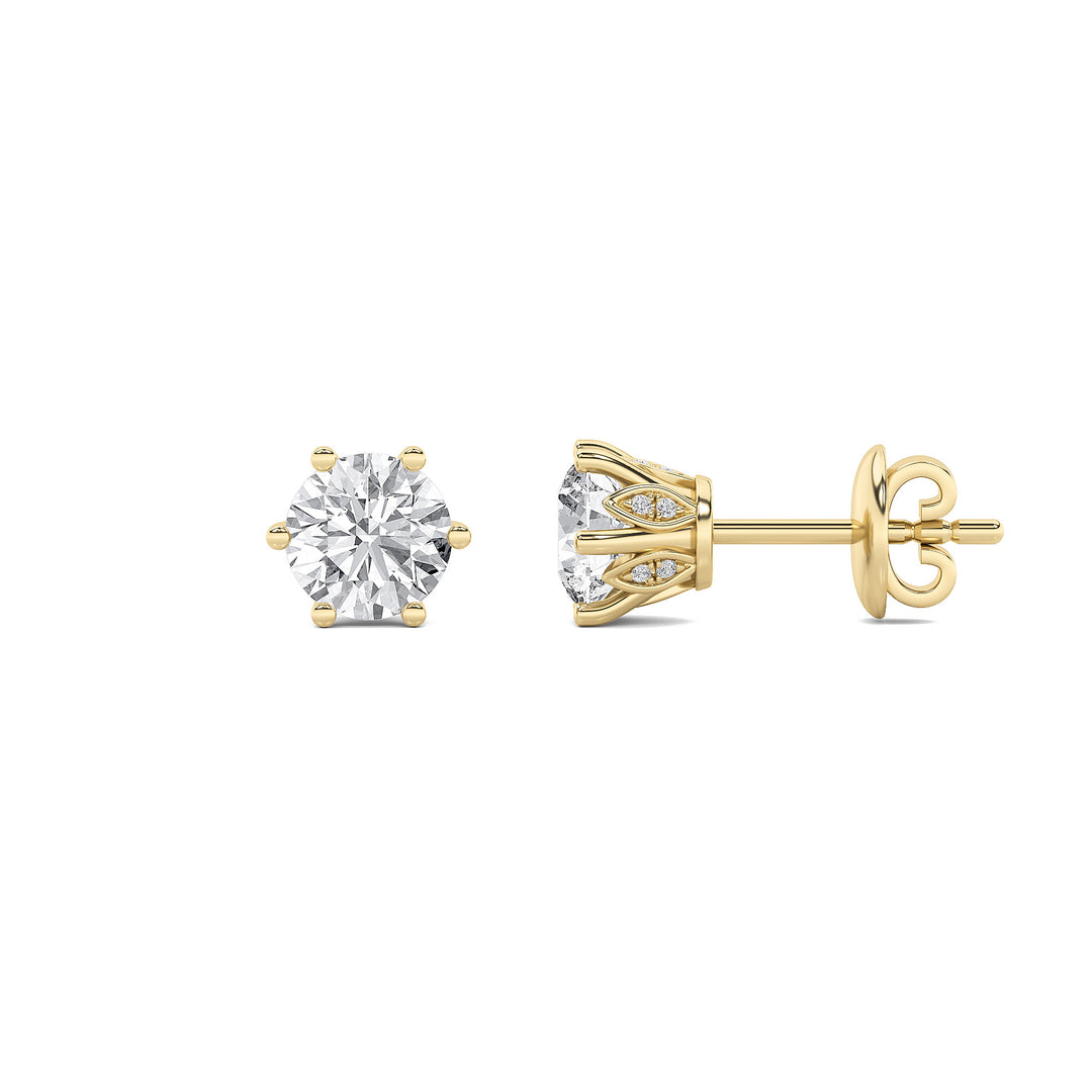 14K Yellow Gold 2ct Lab Diamond Stud Earrings