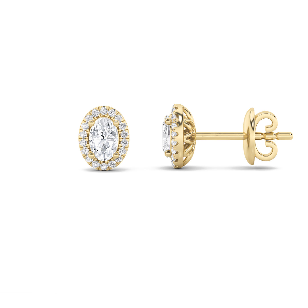 14K Yellow Gold 2ctw Lab Diamond Oval Stud Earrings