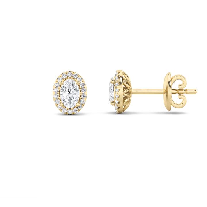 14K Yellow Gold 2ctw Lab Diamond Oval Stud Earrings