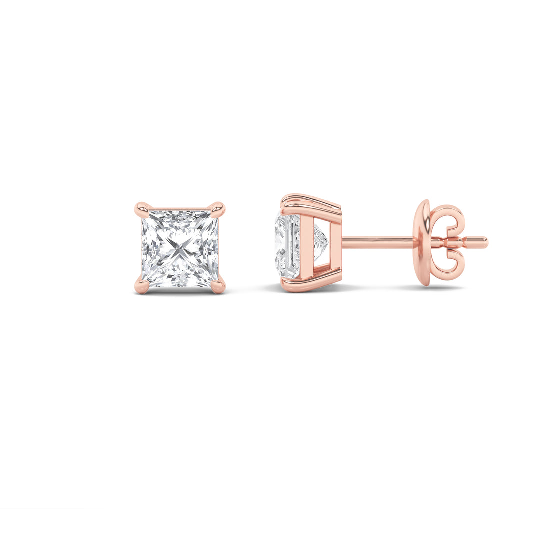 14K Rose Gold 6.3ctw F+ VS+ Lab Diamond Stud Earrings