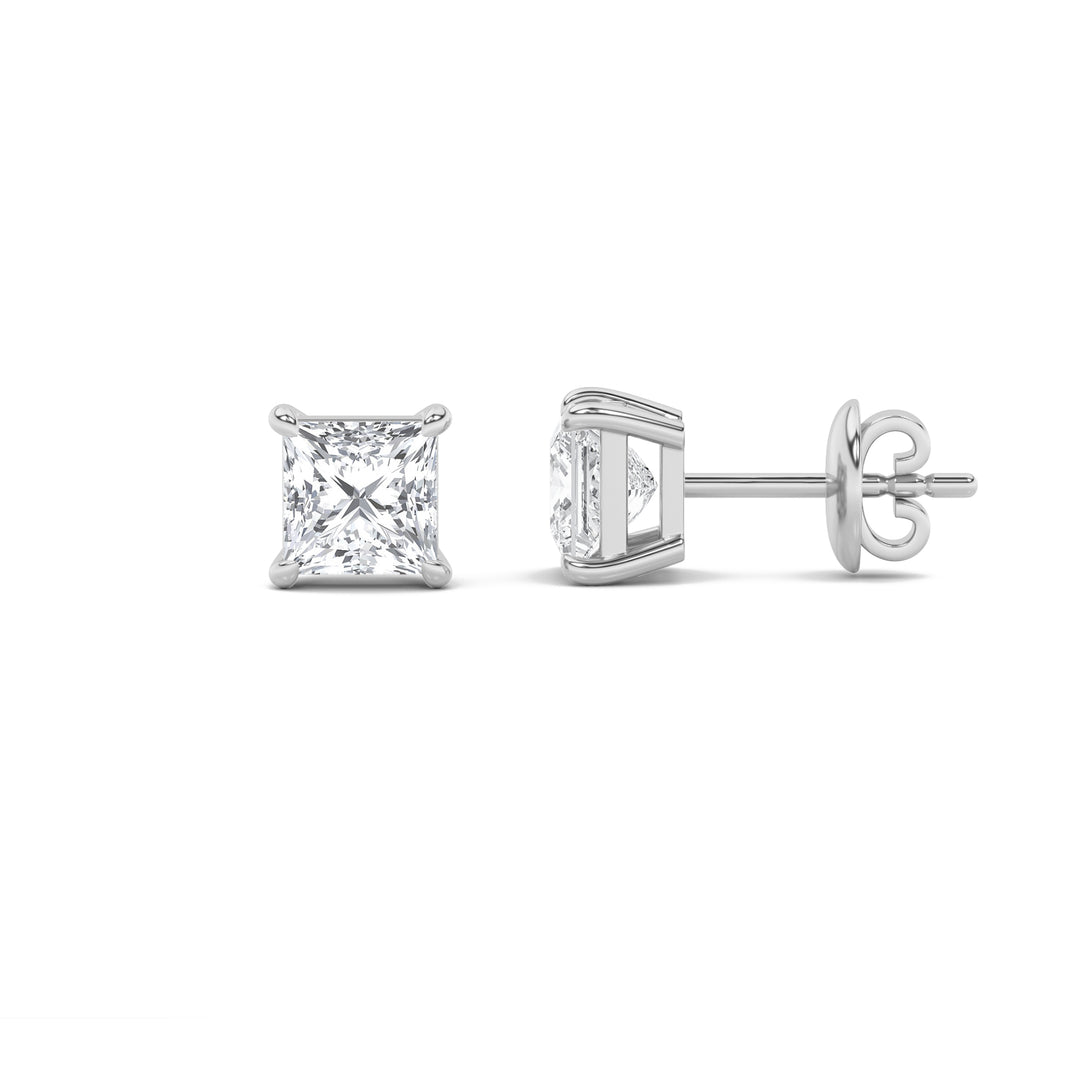 14K White Gold Lab Diamond Studs 6.3ctw F+ VS+ Radiant