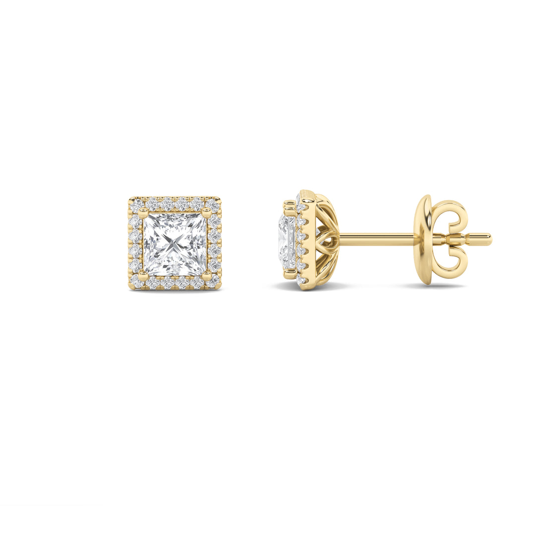 14K Yellow Gold Lab Diamond Earrings 2.1ctw Princess Cut