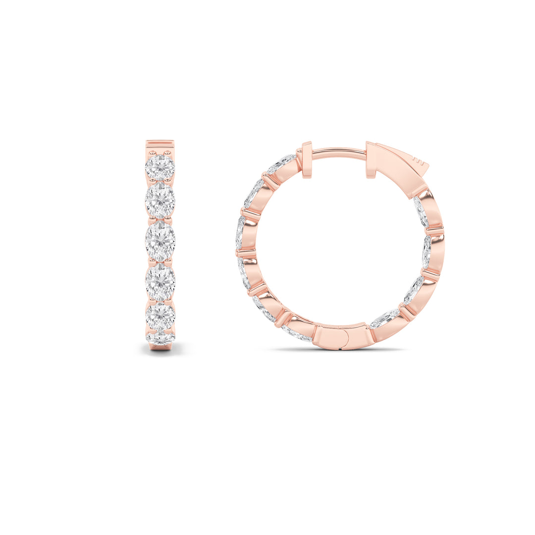 14K Rose Gold 3.9ctw Lab Diamond Oval Stud Earrings