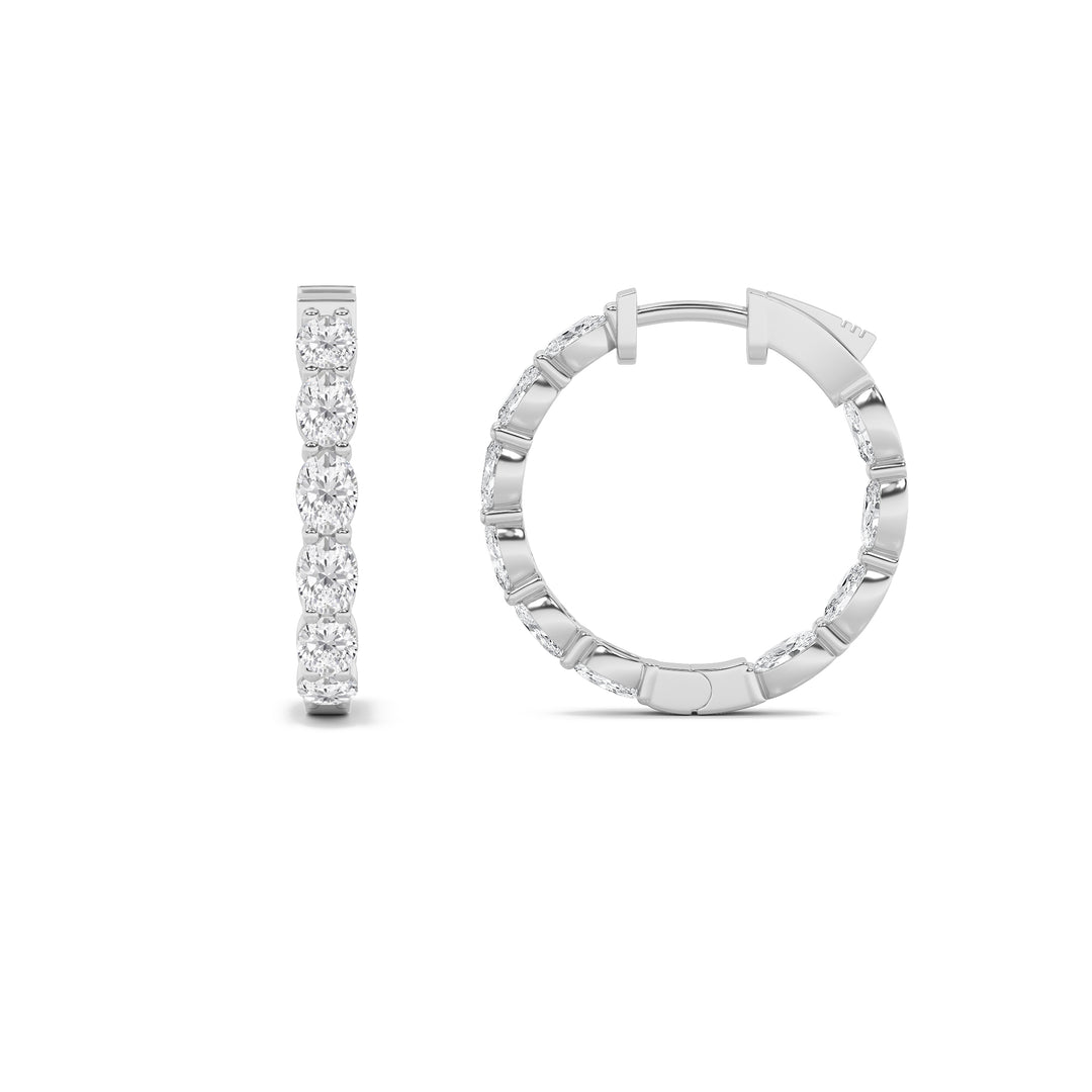 14K White Gold 3.9ctw Lab Diamond Oval Stud Earrings
