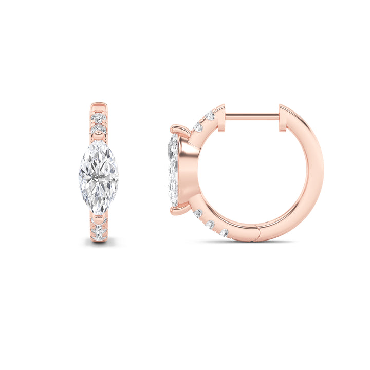 14K Rose Gold 1.5ctw Lab Diamond Marquise Stud Earrings