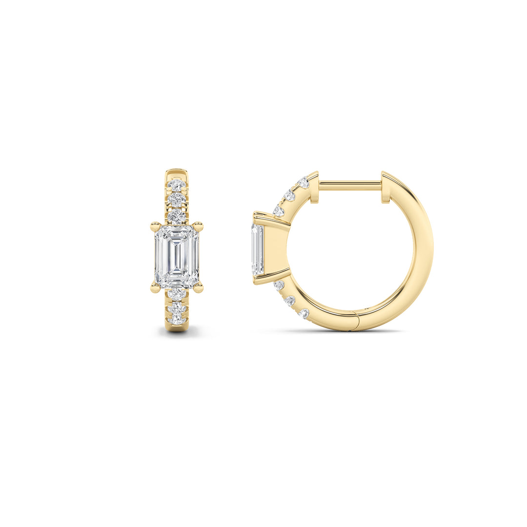 14K Yellow Gold 1.5ctw Lab Diamond Emerald Stud Earrings
