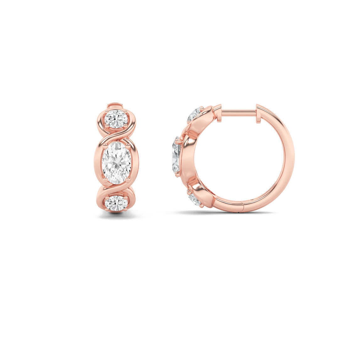 14K Rose Gold 2.5ctw Lab Diamond Oval Stud Earrings