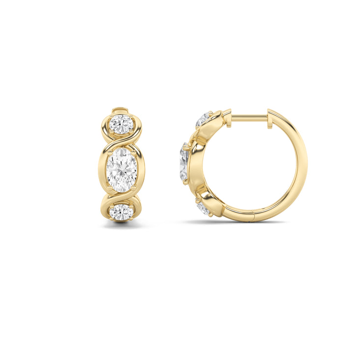 14K Yellow Gold 2.5ctw Lab Diamond Oval Stud Earrings